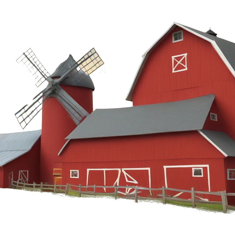 red barn with windmill in center top emoji