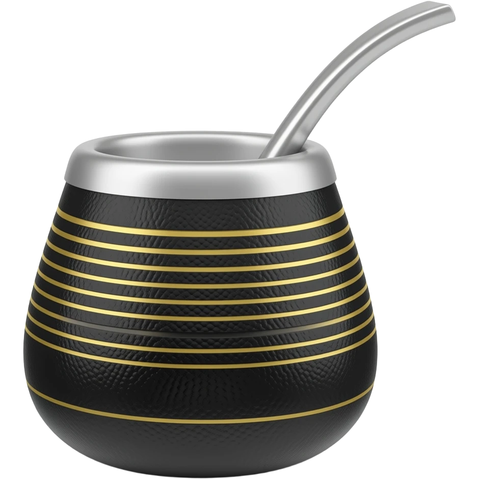 mate imperial cuero negro y bombilla emoji