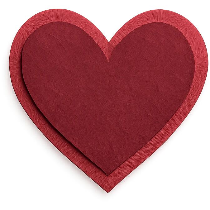 a heart in burgundy color, paper craft style emoji