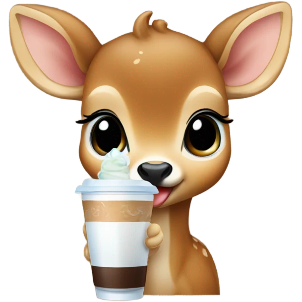 Baby deer drinking iced coffee emoji