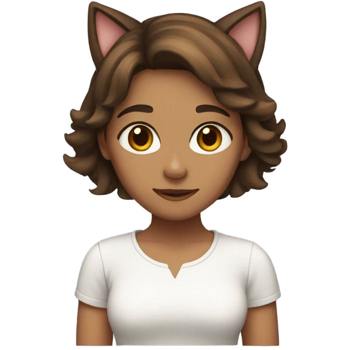girl brown hair with cat ears emoji