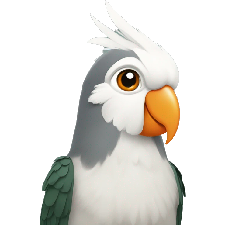 Grey Cockatiel orange cheeks with Dark Green Tail emoji