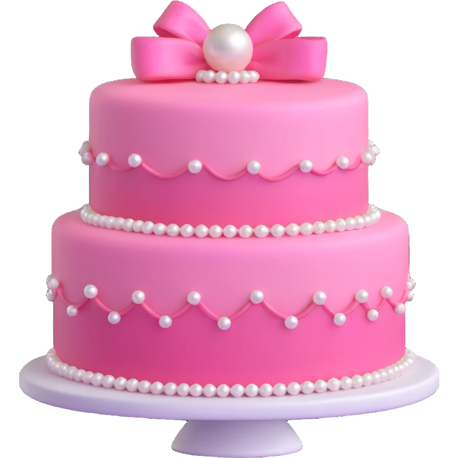 pink cake decorated with pearls emoji