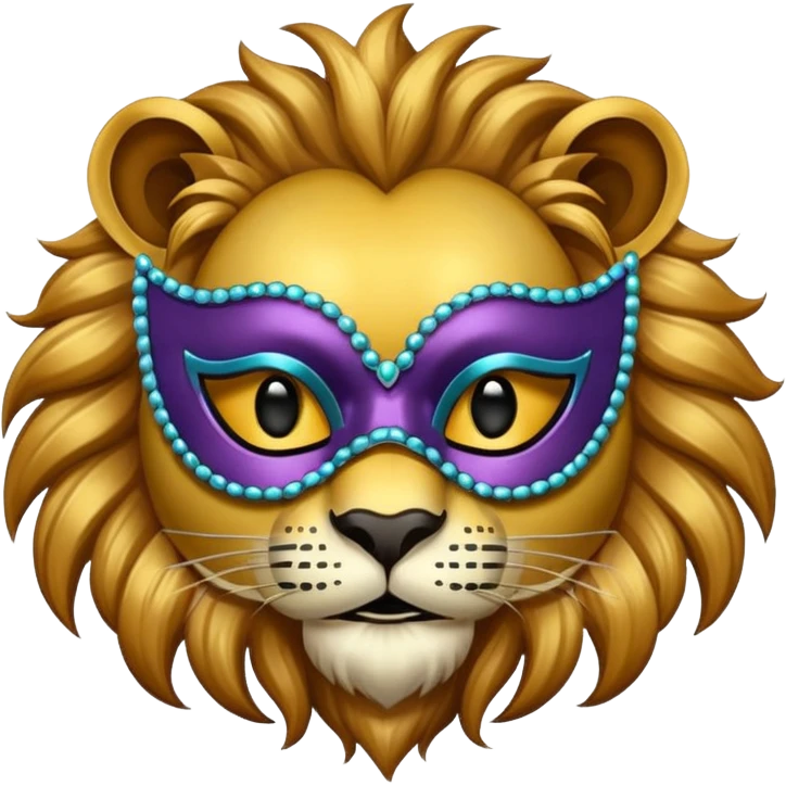 lion with glamorous masquerade mask emoji