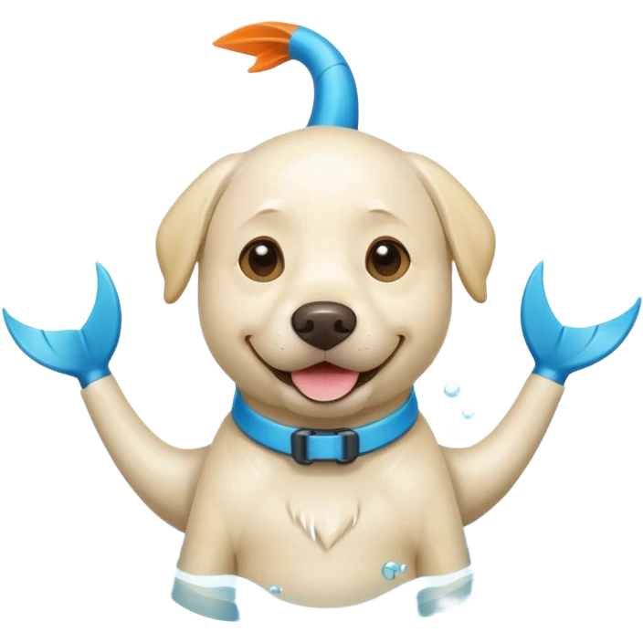 White labrador with snorkel and fins emoji