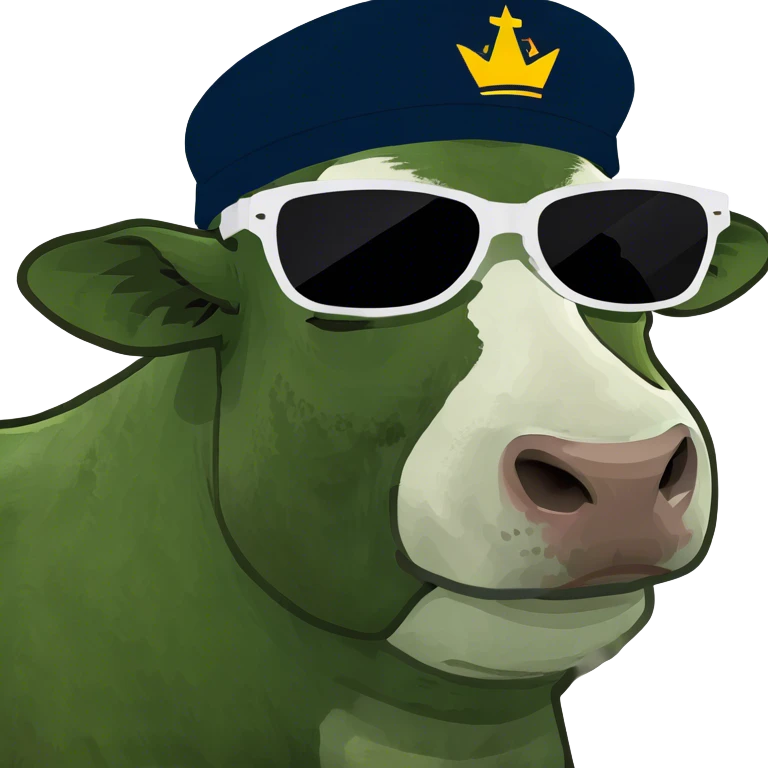 Cow wearing sunglasses and hat emoji