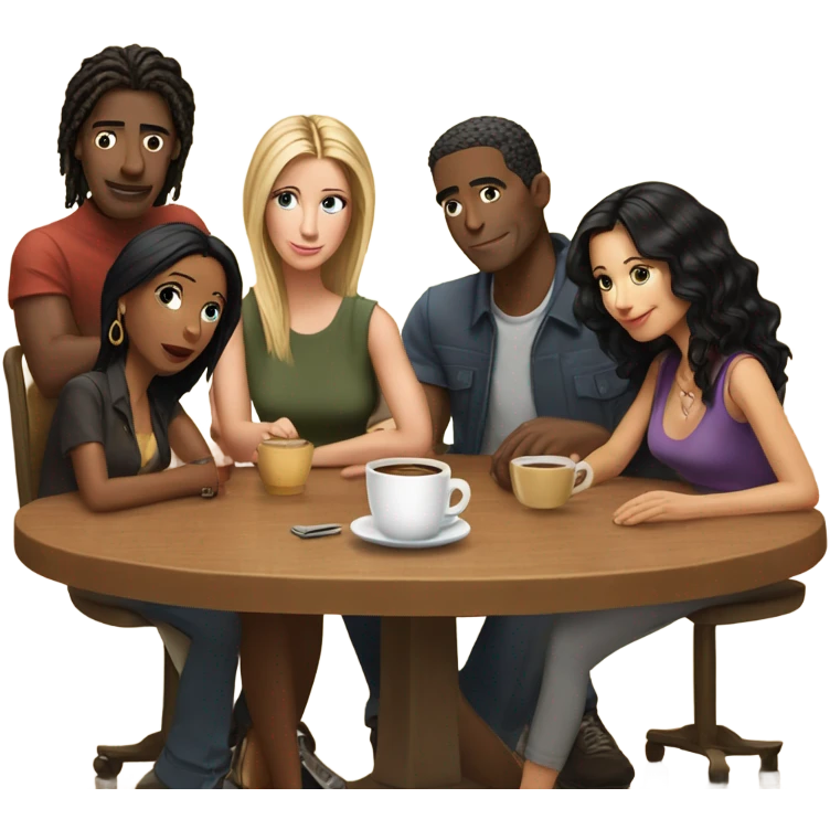 Cast of friends in a coffee shop emoji