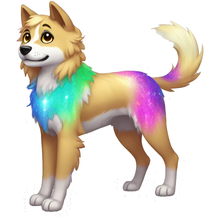 Colorful Sparkle-dog-fursona full body emoji
