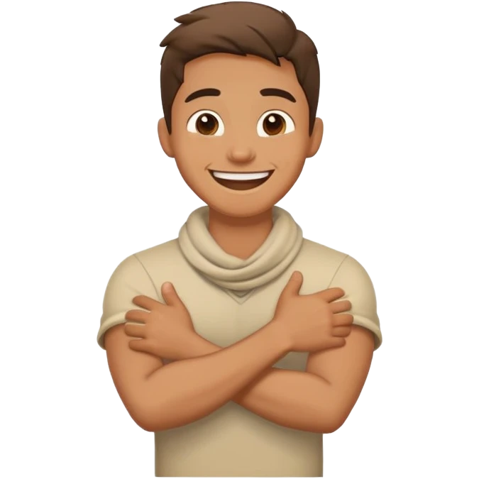arm crossed holding neck laughing guy emoji