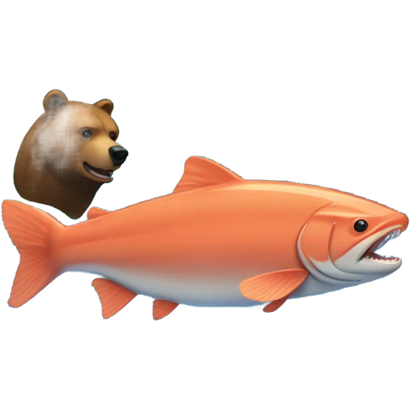 Salmon with bear emoji