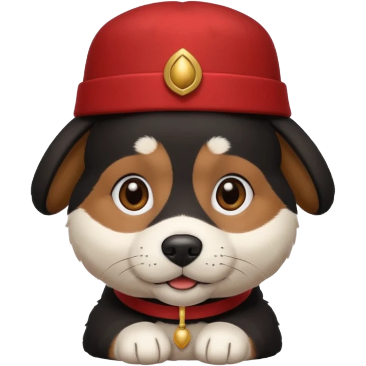 black suited dog with fes hat emoji