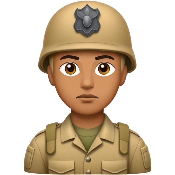 modern soldier is serious and photorealistic emoji