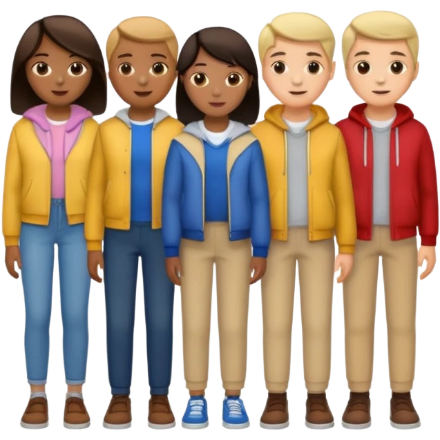 A line of 5 people standing one behind the other emoji
