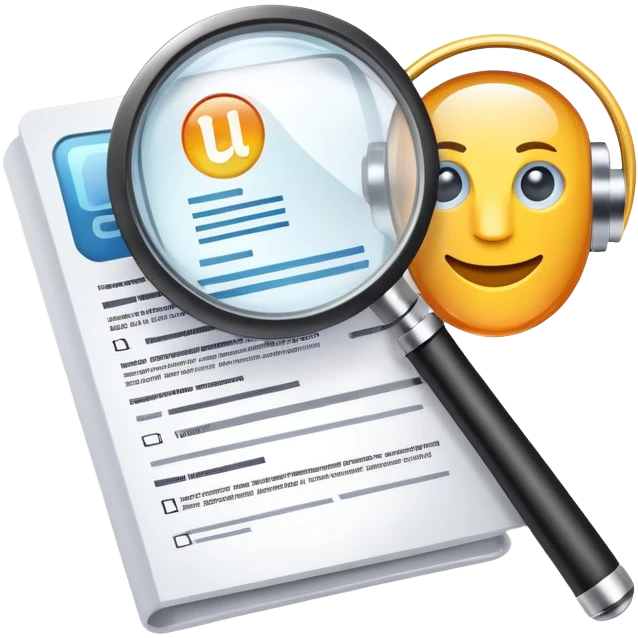AI Resume Analyzer App logo with document and magnifying glass, 3D style emoji