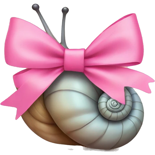 snail emoji with pink bow emoji