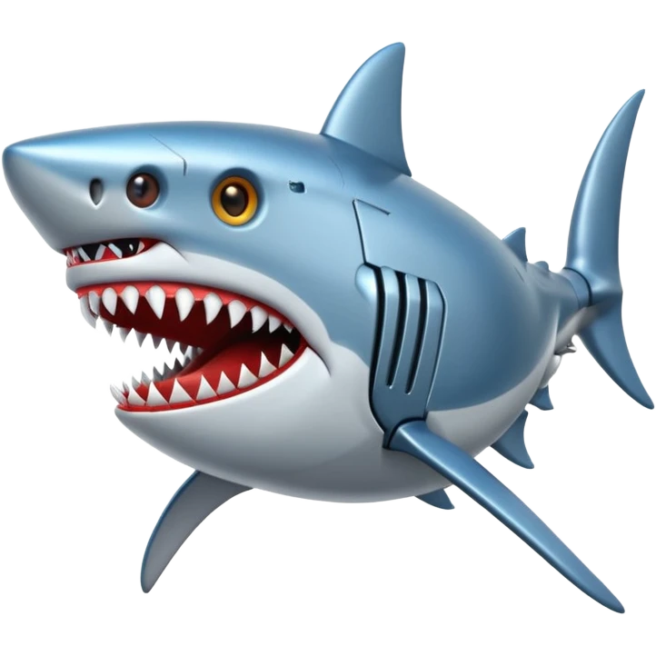 robot shark with iron skin emoji