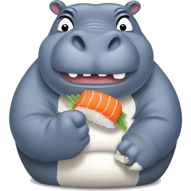 Hippo eating sushi emoji