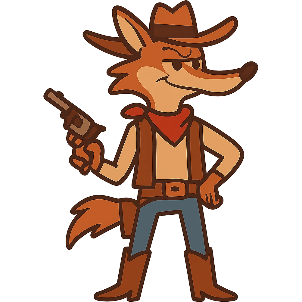 flat toon coyote cowboy emoji