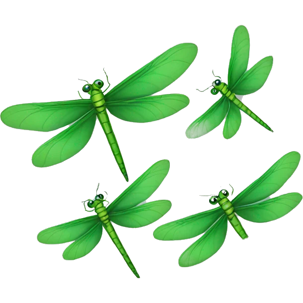 Three green dragonflies  emoji