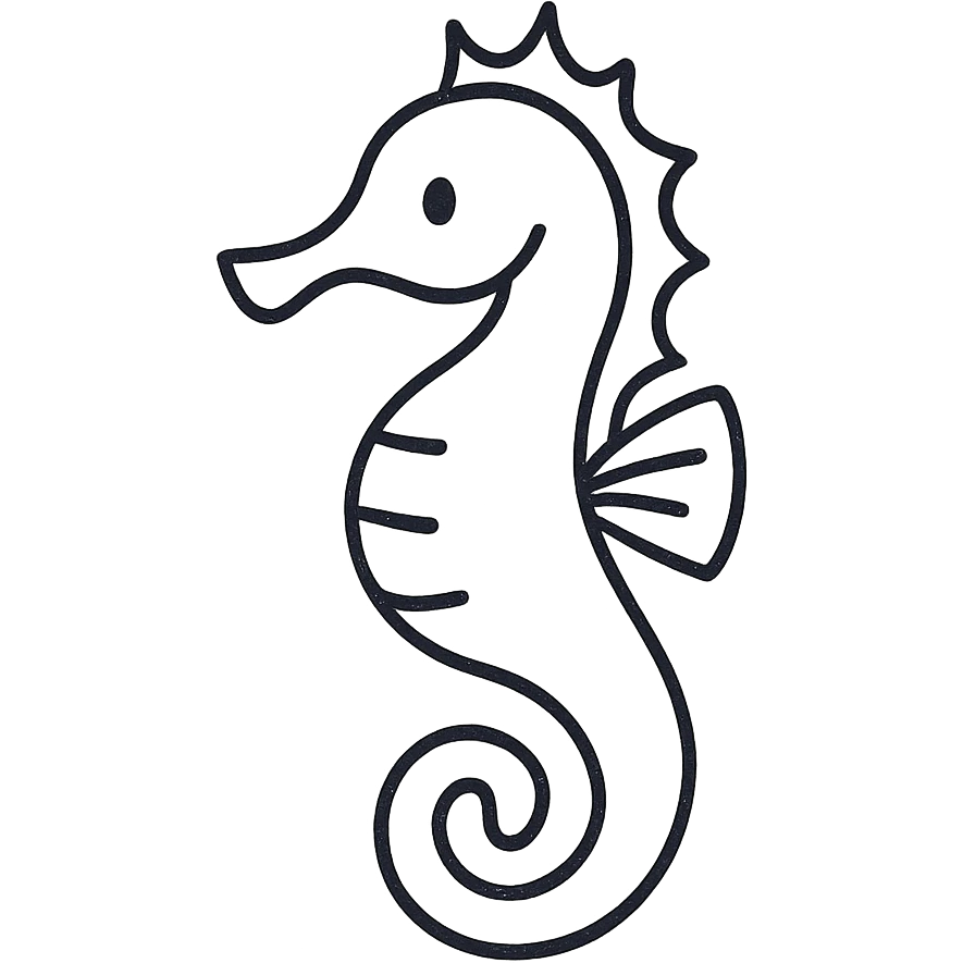hand-drawn outlined seahorse icon emoji