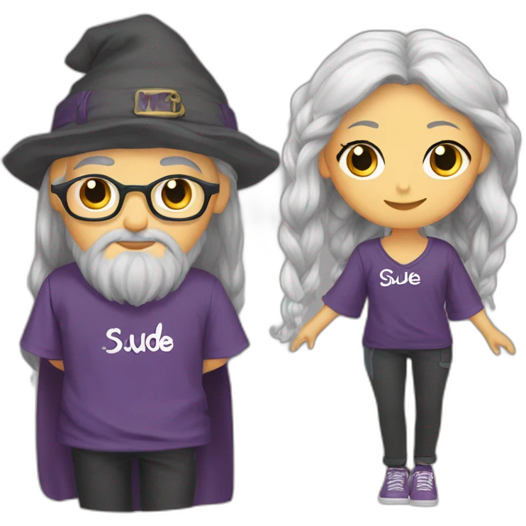 Dumbledore with "Sude" written on her T-shirt emoji