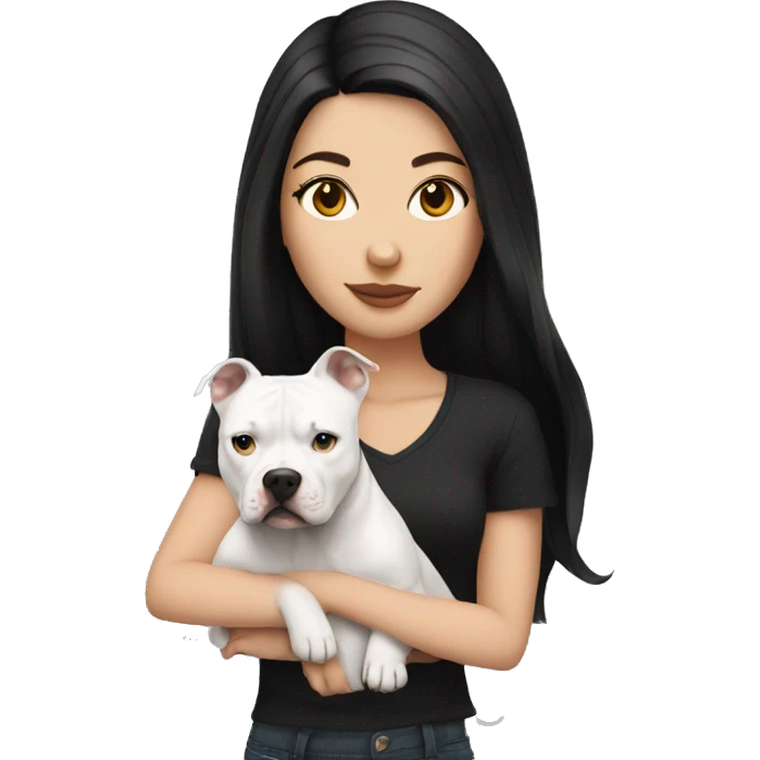 White girl with black hair with a pitbull emoji