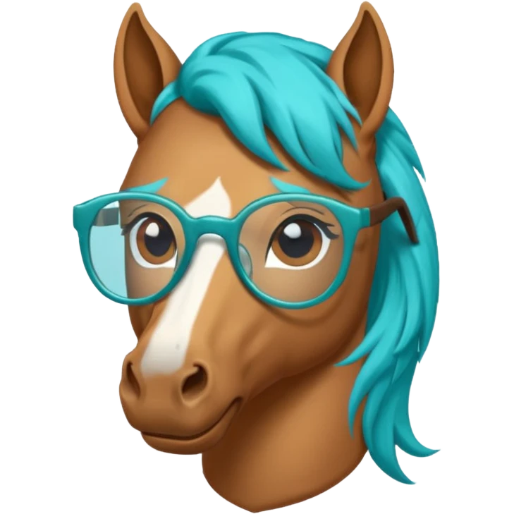horse head with turquoise hair and glasses emoji