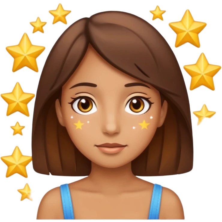 Arap esmer bir kız gözlerinde yıldız var iphone emojisi gibi  emoji