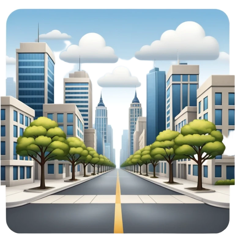 A typical city with mid-sized buildings, roads, streetlights, and a few trees — not a skyline of skyscrapers, but a balanced, everyday urban scene emoji
