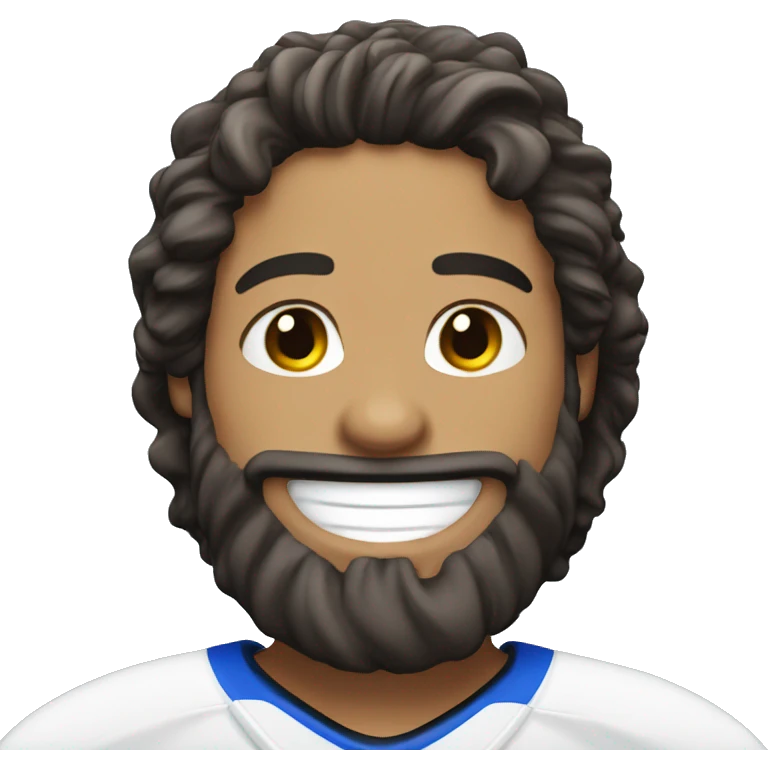 Smiling ice hockey player with beard emoji