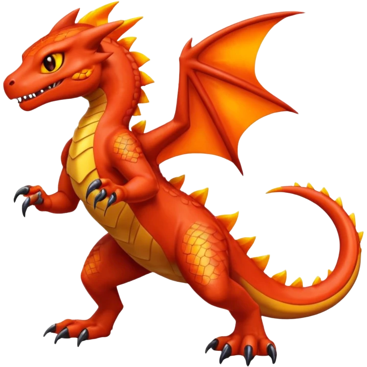 Oily smooth glossy magmatic fiery Charmeleon-Zeraora-Salandit-fusion emoji