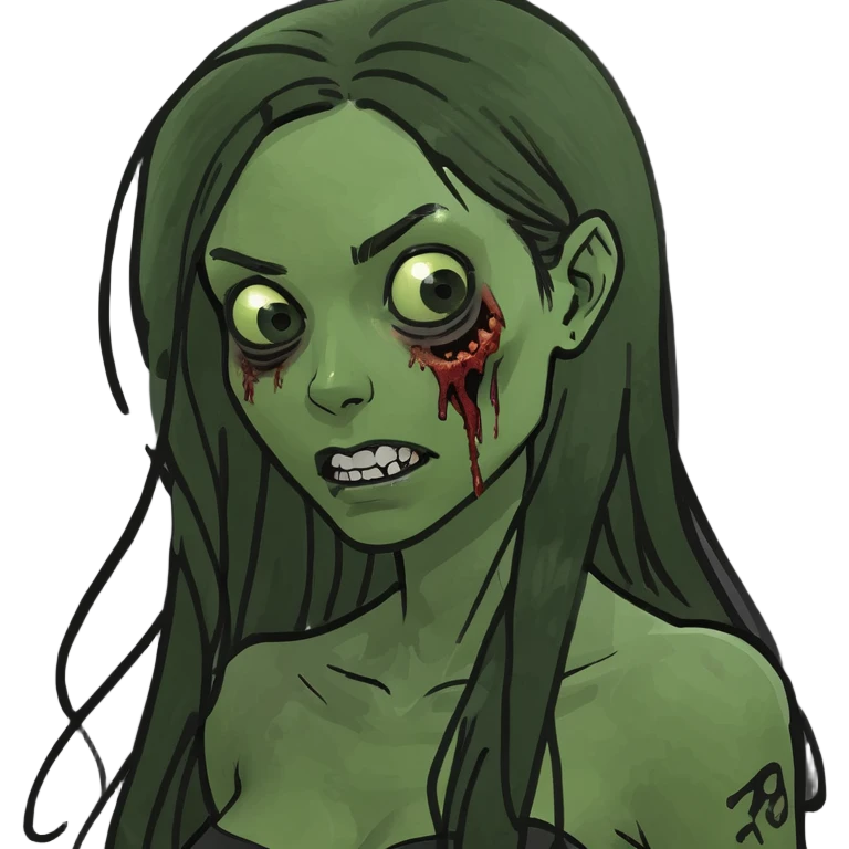 girl zombie with black long hair emoji