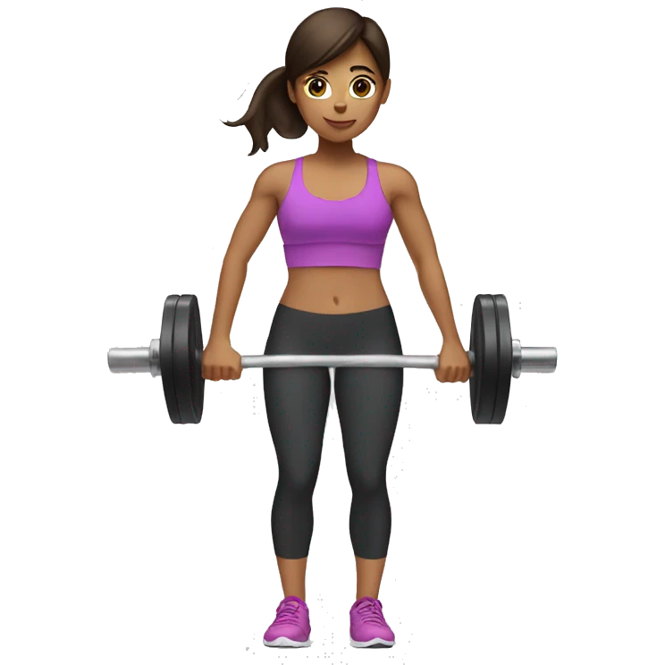brunette girl lifting weights emoji