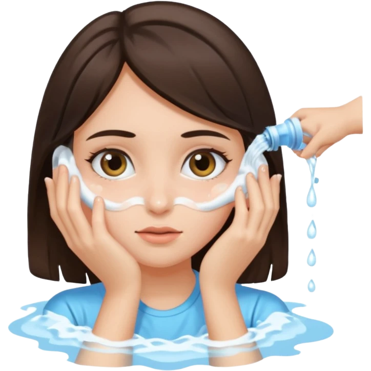Brunette girl washing her eyes emoji