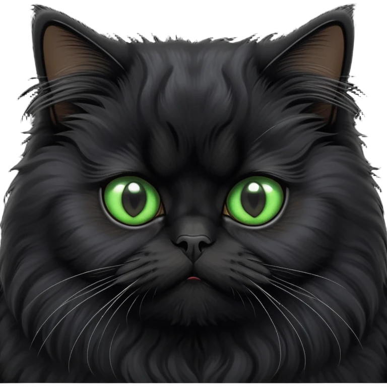 Black Persian Cat with green pupils emoji