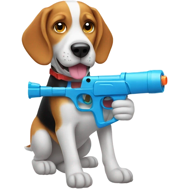 Beagle holding a watergun emoji