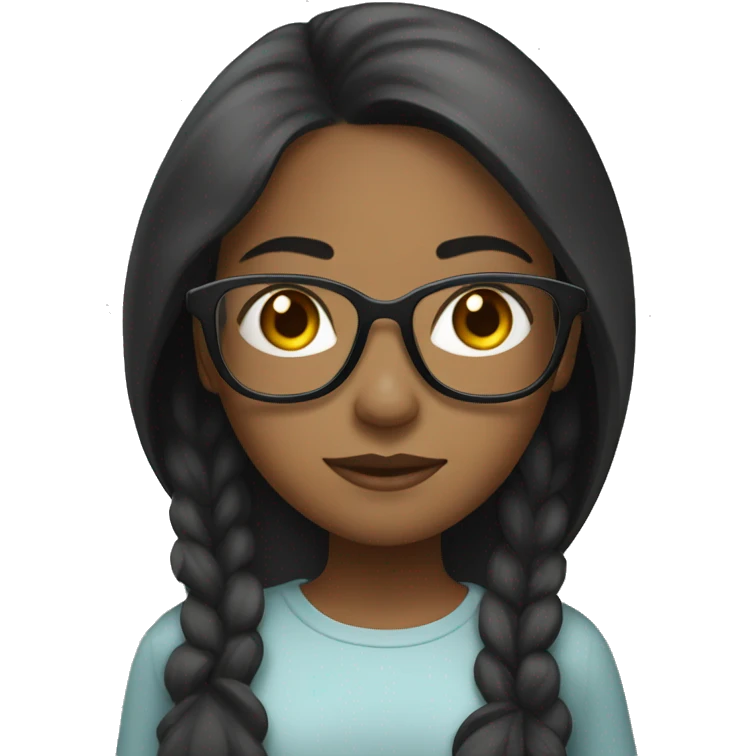 Black and Asian girl with clear glasses and side part emoji