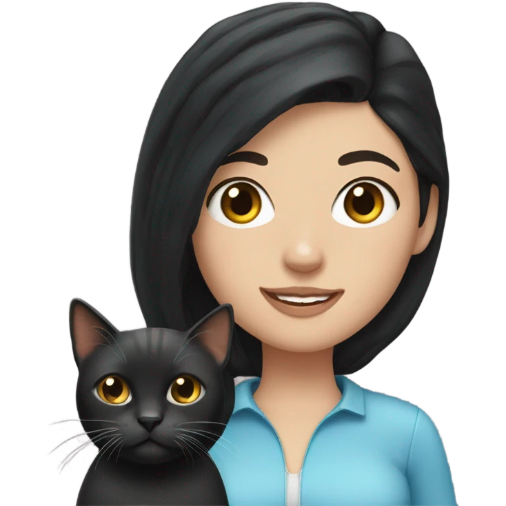 white girl with black hair and a cat emoji
