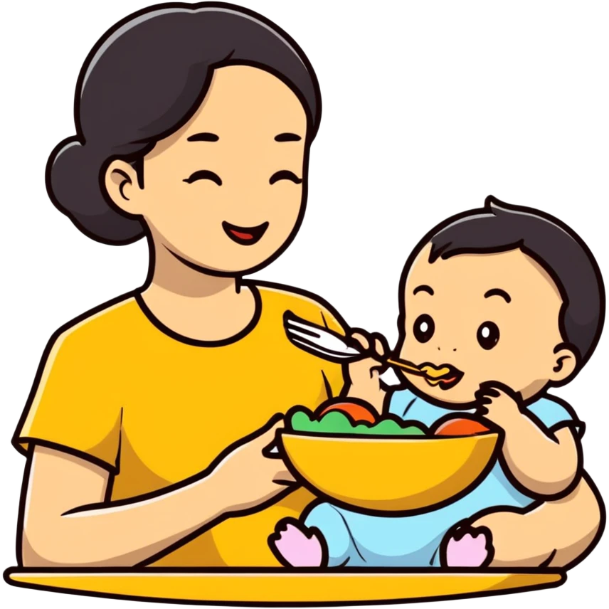 mom feeding baby emoji