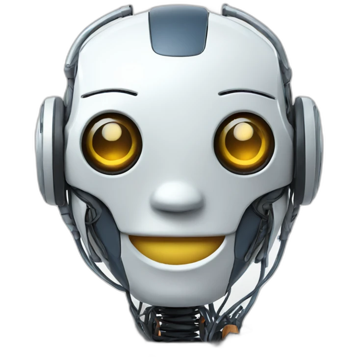 robot smiling with wires showing emoji