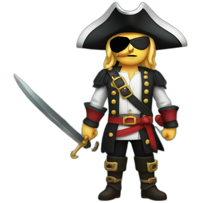 a fierce pirate with a black eyepatch and a sharp cutlass, gazing confidently over the sea emoji