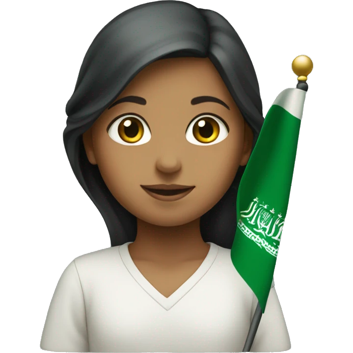 Girl raising the Saudi flag emoji