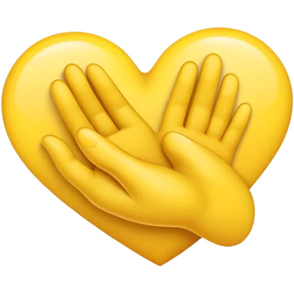Yellow hand emoji in half of a heart shape emoji