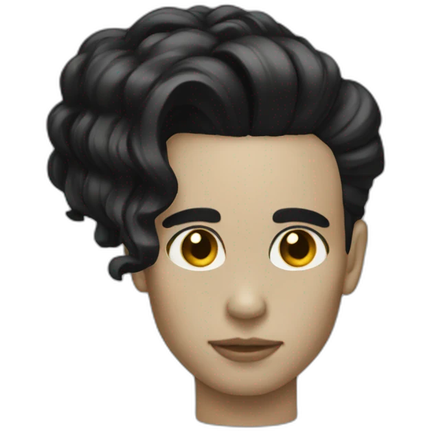skull slick black hair emoji