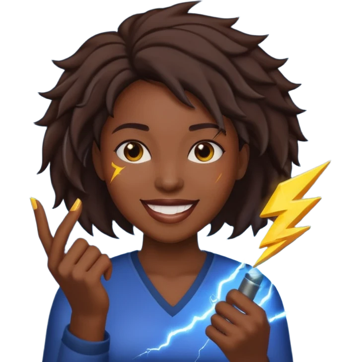 black woman holding lighting emoji