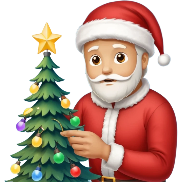 man decorating lights on christmas tree emoji