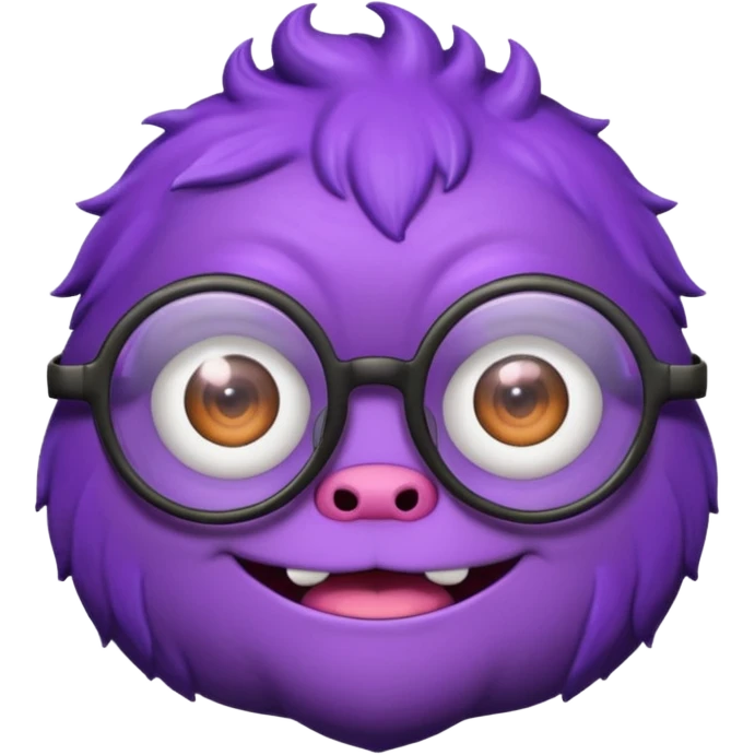 purple cute monster with round glasses emoji