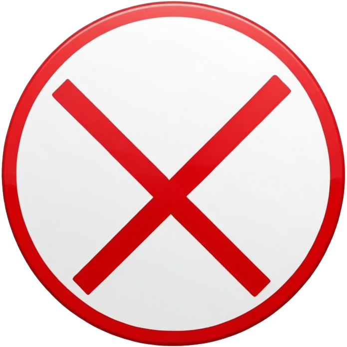 Red prohibition sign, circle with diagonal line crossing through it emoji