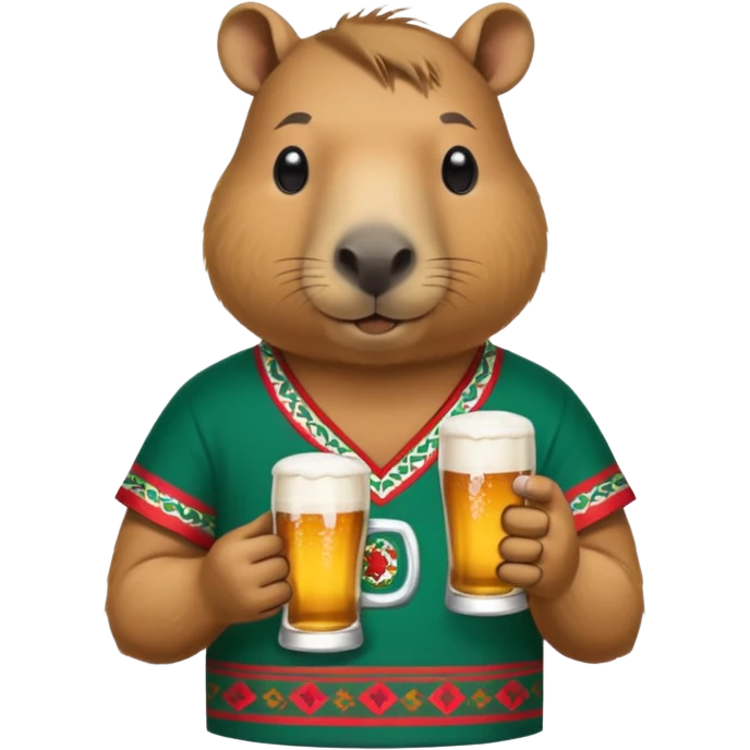 Capibara drink modelo beer with a Méxican shirt emoji