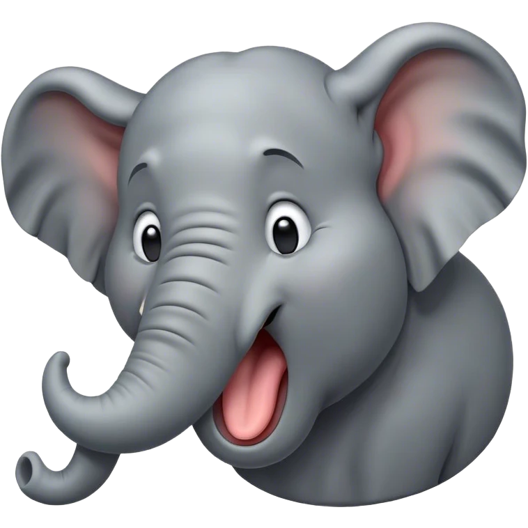 Cinematic Cute Yawning Elephant Portrait Emoji, Head tilted slightly with a dramatic, wide-open yawn, showcasing a soft, wrinkled gray hide with gently drooping ears and large, sleepy eyes, Simplified yet irresistibly adorable features, highly detailed, glowing with a soft, cozy glow, high shine, relaxed yet expressive, stylized with a touch of tender whimsy, bright and endearing, soft glowing outline, capturing the essence of a drowsy yet affectionate elephant, so drowsy it feels like it could stretch out of the screen and curl up for a nap! emoji